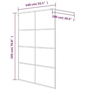 Duschwand für Begehbare Dusche Schwarz 140x195 cm Halbmatt ESG