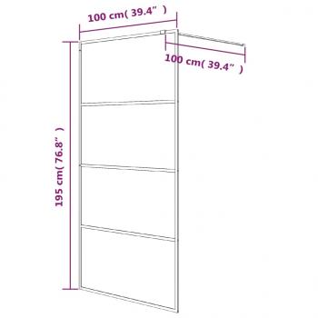 Duschwand für Walk-In Dusche Schwarz 100x195 cm ESG Mattiert