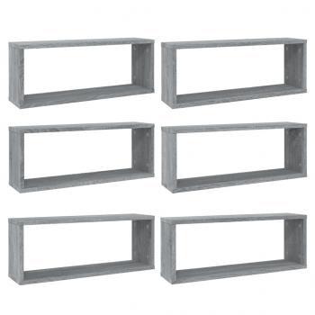 Würfelregale 6 Stk. Grau Sonoma 60x15x23 cm Holzwerkstoff