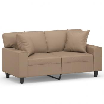 2-Sitzer-Sofa mit Zierkissen Cappuccino-Braun 120 cm Kunstleder