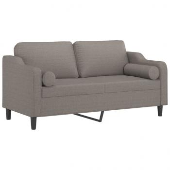 2-Sitzer-Sofa mit Zierkissen Taupe 140 cm Stoff