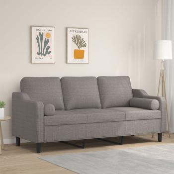 ARDEBO.de - 3-Sitzer-Sofa mit Zierkissen Taupe 180 cm Stoff