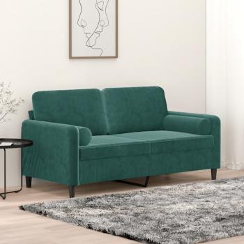 ARDEBO.de - 2-Sitzer-Sofa mit Zierkissen Dunkelgrün 140 cm Samt