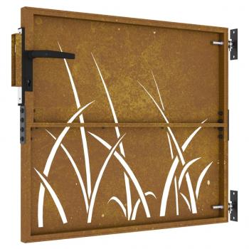 Gartentor 85x75 cm Cortenstahl Gras-Design