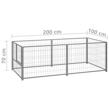 Hundezwinger Silbern 200x100x70 cm Stahl