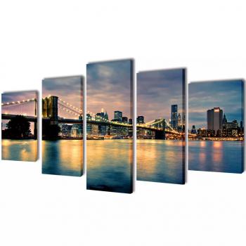 ARDEBO.de - Bilder Dekoration Set Brooklyn Bridge Seeblick 200 x 100 cm