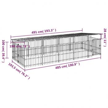 Outdoor-Hundezwinger mit Dach Stahl 9,38 m²