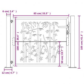 Gartentor Anthrazit 105x105 cm Stahl Bambus-Design