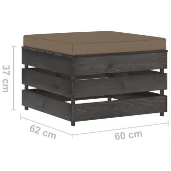 2-tlg. Garten-Lounge-Set mit Kissen Grau Imprägniertes Holz