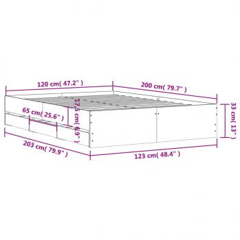 Bettgestell mit Schubladen Braun Eichen-Optik 120x200 cm