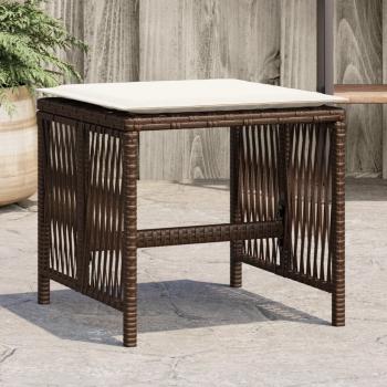 ARDEBO.de - Gartenhocker mit Kissen 4 Stk. Braun 41x41x36 cm Poly Rattan