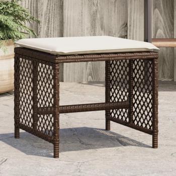 ARDEBO.de - Gartenhocker mit Kissen 4 Stk. Braun 41x41x36 cm Poly Rattan