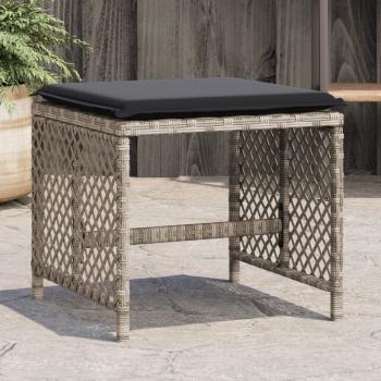 ARDEBO.de - Gartenhocker mit Kissen 4 Stk. Hellgrau 41x41x36 cm Poly Rattan