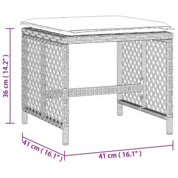 Gartenhocker mit Kissen 4 Stk. Hellgrau 41x41x36 cm Poly Rattan