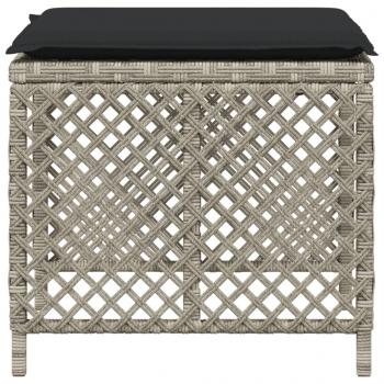 Gartenhocker mit Kissen 4 Stk. Hellgrau 41x41x36 cm Poly Rattan