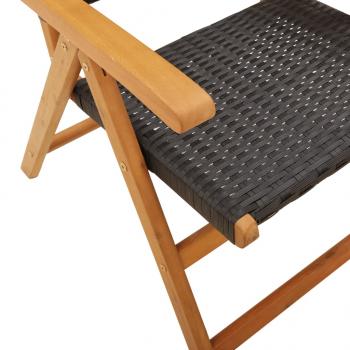 7-tlg. Garten-Essgruppe Poly Rattan und Massivholz Schwarz