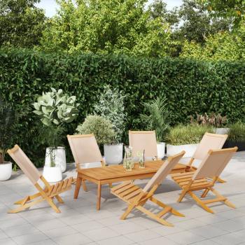 ARDEBO.de - Gartenstühle 6 Stk. Klappbar Beige Stoff und Massivholz