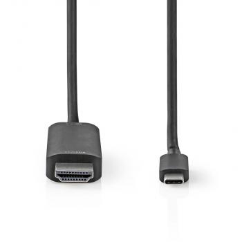 USB-C? Adapter | USB 3.2 Gen 1 | USB-C? Stecker | HDMI? Stecker | 4K@60Hz | 1.00 m | Rund | Vernickelt | PVC | Schwarz | Label