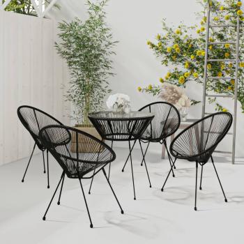 ARDEBO.de - 5-tlg. Garten-Essgruppe PVC Rattan Schwarz