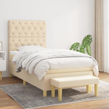 ARDEBO.de - Boxspringbett mit Matratze Creme 80x200 cm Stoff