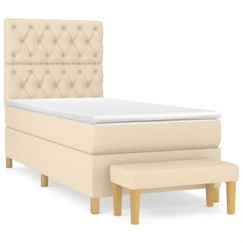 Boxspringbett mit Matratze Creme 80x200 cm Stoff