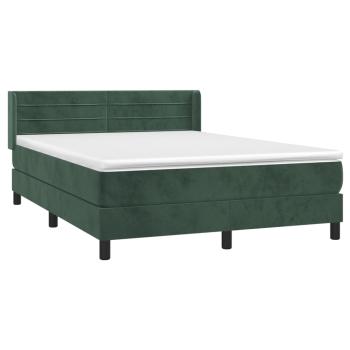 Boxspringbett mit Matratze Dunkelgrün 140x190 cm Samt