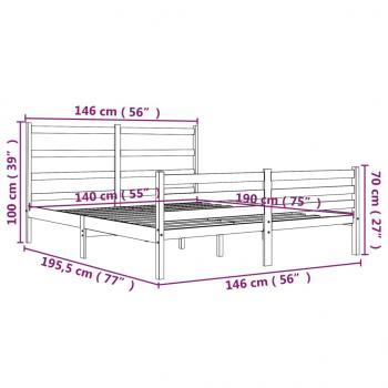 Massivholzbett Kiefer 140x190 cm Grau