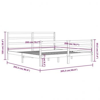 Massivholzbett Grau Kiefer 200x200 cm