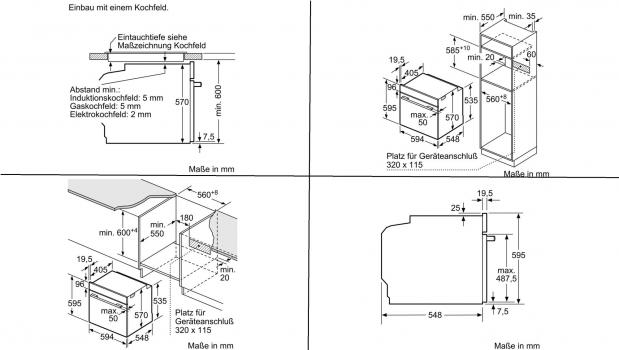 Siemens HB517ABS0 iQ500 EEK: A Einbaubackofen, 60 cm breit, 71 Liter, cookControl10, 3D-Heißluft, Edelstahl