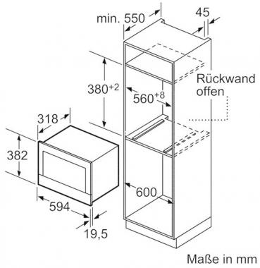 Bosch BFL634GS1, Einbau-Mikrowelle, 900 W, AutoPilot, 56 - 57 cm breit, Edelstahl