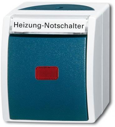 ARDEBO.de Busch-Jaeger 2601/2 SKWNH-53 Wippkontrollschalter/Heizung-Notschalter Aus, 2-polig, Grau/Blaugrün, Ocean IP44 (2CKA001085A1610)