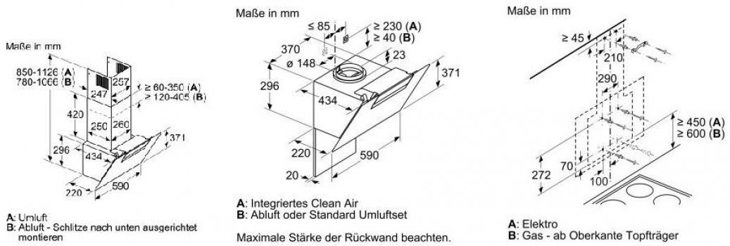 Neff D65IEE1S0 N30 EEK: B Kopffreihaube, 60 cm breit, Ab-/ Umluft, LED, schwarz