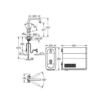 GROHE Blue Home Starter Kit, U-Auslauf, bis 150° schwenkbar, Bluetooth/WIFI, supersteel (31456DC1)