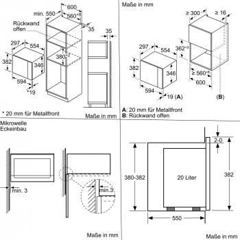 Bosch BFL524MB0 Serie 6 Einbau-Mikrowelle, 800 W, 20l, AutoPilot 7, schwarz