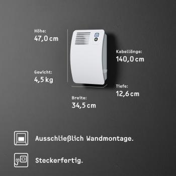 STIEBEL ELTRON CON 5 Premium Wandhängender Konvektor, 500 W, Wochentimer, alpineweiß (237830)