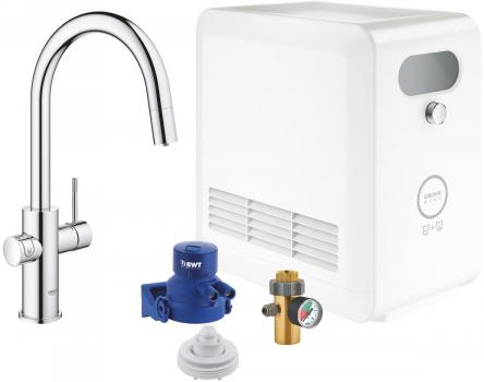 ARDEBO.de GROHE Blue Professional StarterKit, C-Auslauf, herausziehbarer Mousseurauslauf, Bluetooth/WIFI, chrom (31325002)