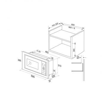 Amica EMW 13180 E Einbau-Mikrowelle, 59,5 cm breit, 800 W, 20 L, Grill, digitaler Timer, LED Display, Edelstahl