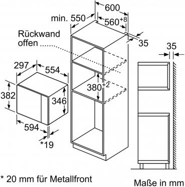 Bosch BFL524MS0 Serie 6 Einbau-Mikrowelle, 800 W, 20l, AutoPilot 7, Edelstahl