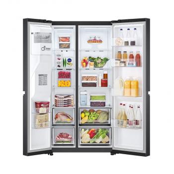 LG GSLV71MCTD Side-by-Side Kombination, 91 cm breit, 635L, NoFrost, Eis-, Crushed Ice- und Wasserspender, Interner Wassertank, DoorCooling+, schwarz matt