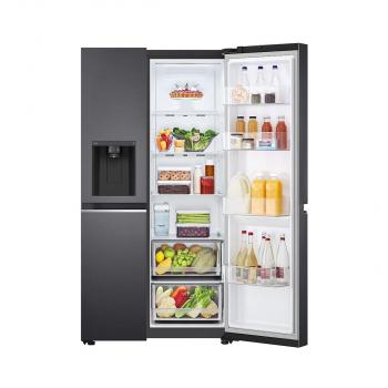 LG GSLV71MCTD Side-by-Side Kombination, 91 cm breit, 635L, NoFrost, Eis-, Crushed Ice- und Wasserspender, Interner Wassertank, DoorCooling+, schwarz matt