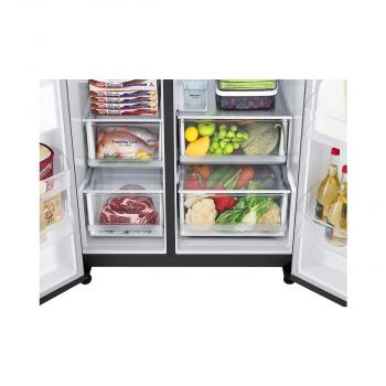 LG GSLV71MCTD Side-by-Side Kombination, 91 cm breit, 635L, NoFrost, Eis-, Crushed Ice- und Wasserspender, Interner Wassertank, DoorCooling+, schwarz matt