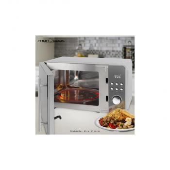 ProfiCook PC-MWG 1175 Stand Mikrowelle, 800W, Grill 1000W, 9 Automatikprogramme, Timer, Kindersicherung, silber