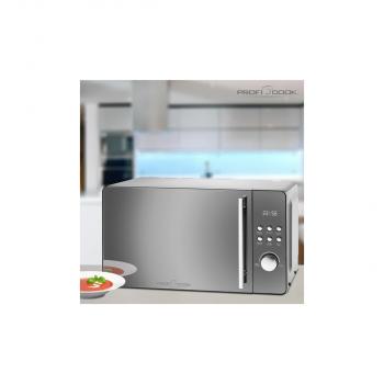 ProfiCook PC-MWG 1175 Stand Mikrowelle, 800W, Grill 1000W, 9 Automatikprogramme, Timer, Kindersicherung, silber