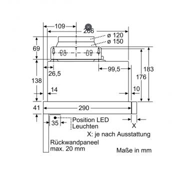 Siemens LI63LA526 EEK: C iQ100 Flachschirmhaube, 60 cm breit, leiser Motor, LED, silbermetallic