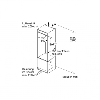 Siemens KI52LADE0 iQ500 Einbaukühlschrank, Nischenhöhe: 140 cm, 228l, Festtürtechnik, superCooling, hyperFresh