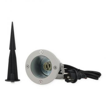 SLV NAUTILUS SPIKE Outdoor Spiessleuchte, QPAR51, IP65, 35W, mit 1,5m Kabel und Stecker, silbergrau (227418)