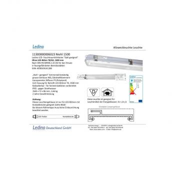 Ledino Feuchtraumlichtleiste Niehl 1500 Stall geeignet, 1565, für T8 LED (11300000006023)