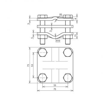 Dehn Anschlussklemme Für Tiefenerder Ø20-30 mm AK TE 20.30 8.12 FL40 STTZN, M10x55mm (610010)