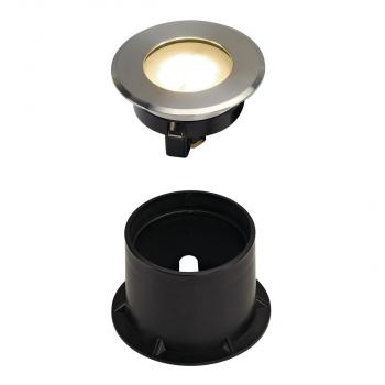 SLV DASAR FLAT 80 Outdoor Bodeneinbauleuchte, LED, 3,5W, 3000K, IP67, rund, edelstahl gebürstet (228412)