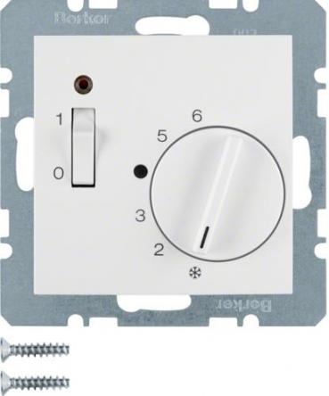 ARDEBO.de Berker 20308989 Temperaturregler mit Öffner, Zentralstück, Wippschalter und LED, S.1, polarweiß glänzend